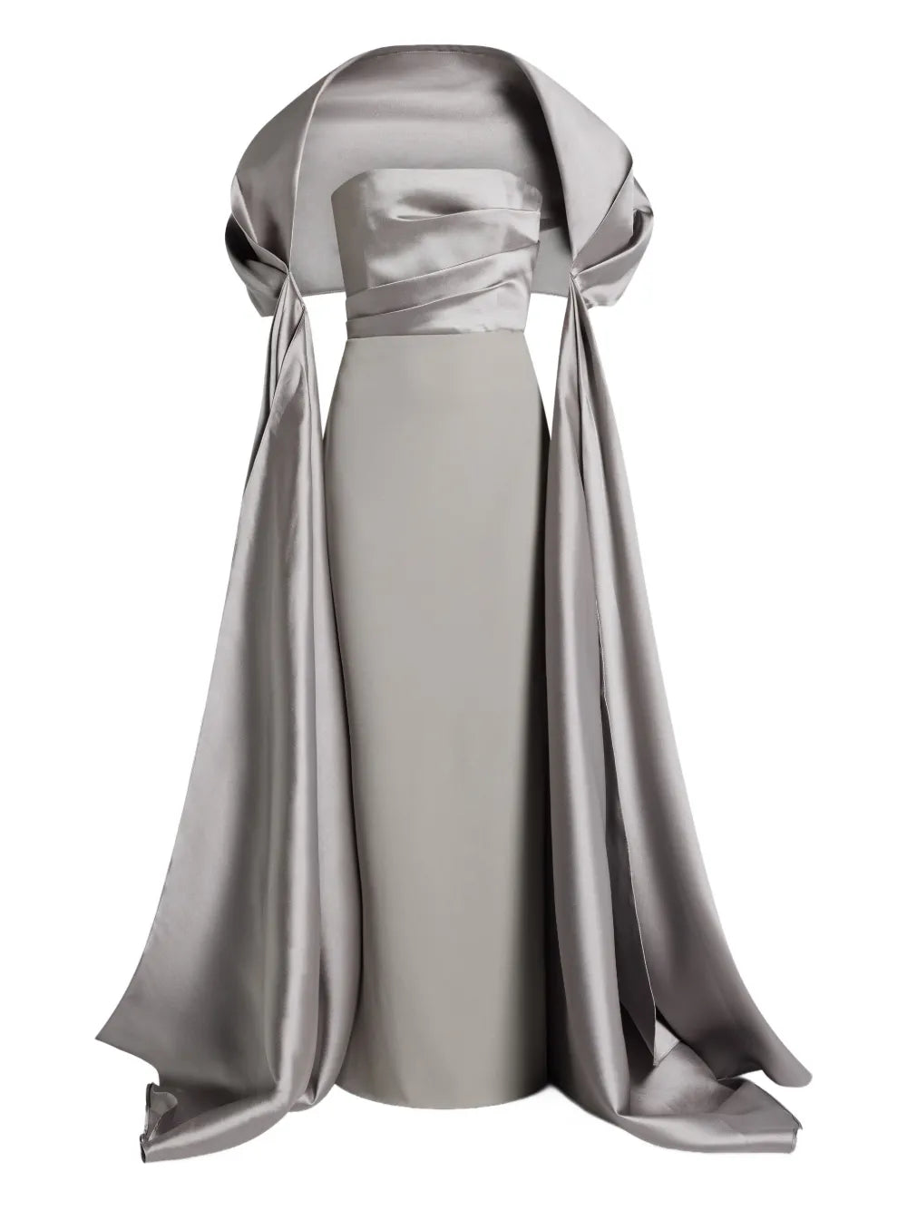 Solace London Vera Gown Dress — Grey/ Red — Size XS — Front View
