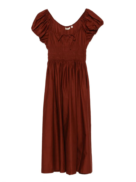 Doen Quinn Midi Dress — Brown — Size S — Front View