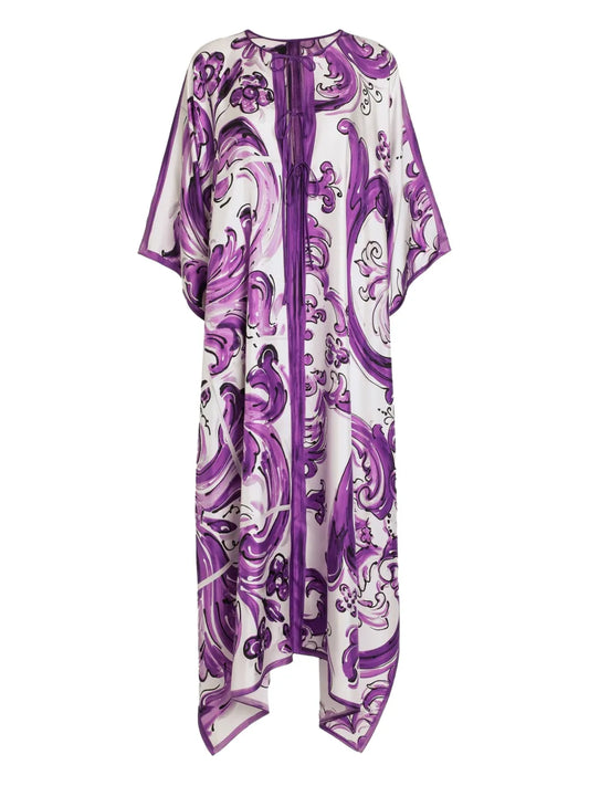 Dolce Gabbana Majolica Print Dress — White — Size XS — Front View
