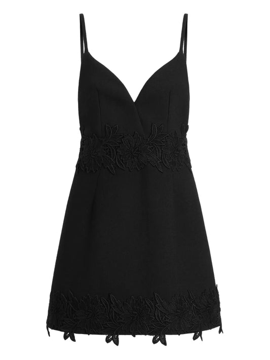 Dolce Gabbana Lace Detailing Mini Dress — Black — Size XS — Front View