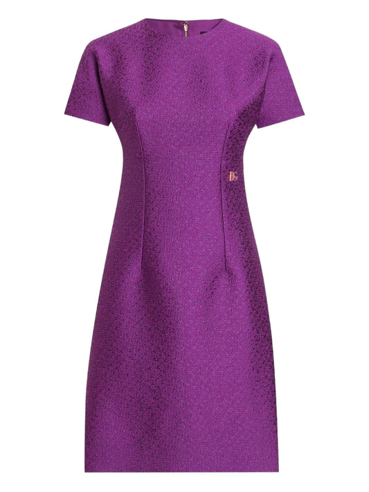 Dolce Gabbana Dna Textured Dress — Red/ Purple/ Gold — Size XS — Front View
