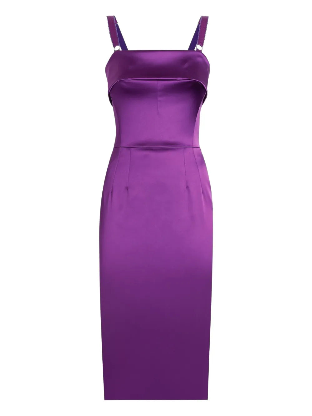 Dolce Gabbana Dna Satin Midi Dress — Purple — Size XS — Front View