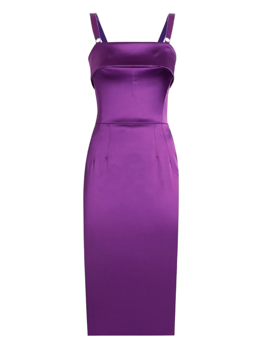 Dolce Gabbana Dna Satin Midi Dress — Purple — Size XS — Front View