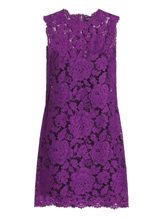Dolce Gabbana Dna Lace Mini Dress — Purple — Size XS — Front View
