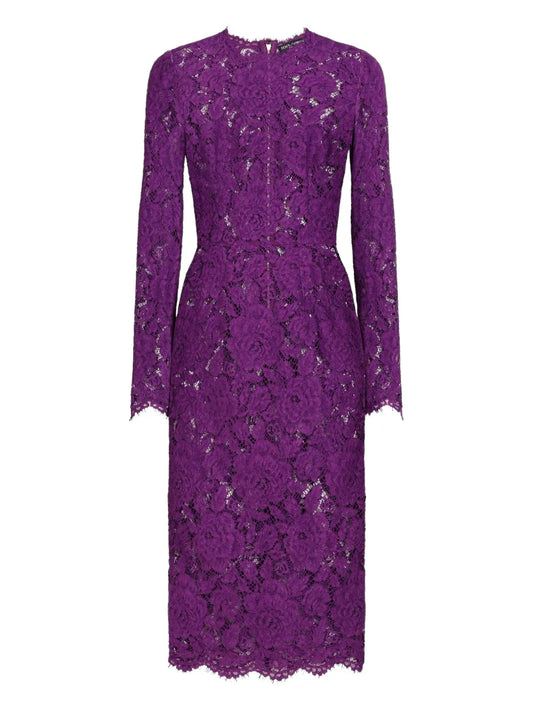 Dolce Gabbana Dna Cordonetto Lace Dress — Purple — Size XS — Front View