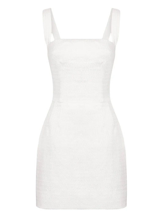 Dolce Gabbana Square Neck Mini Dress — White — Size XS — Front View