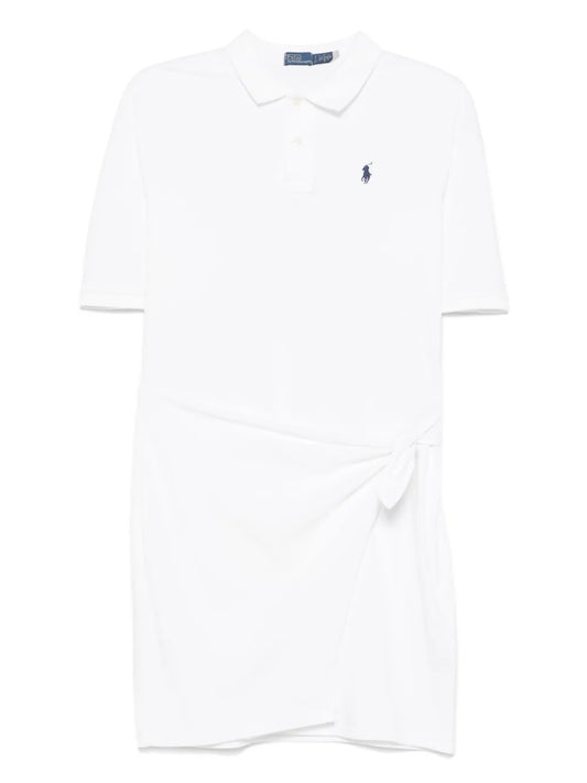 Polo Ralph Lauren Draped Panel Mini Dress — White — Size XS — Front View