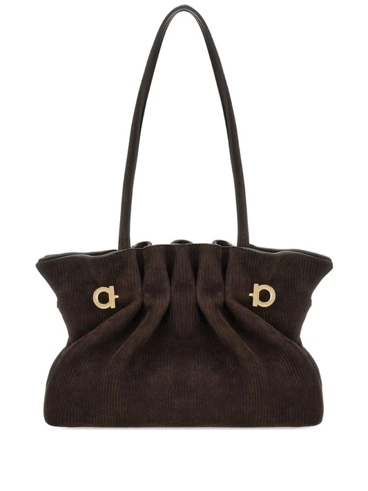 Ferragamo Suede Soft Shoulder Bag — Same as shown — Size One Size — Front View