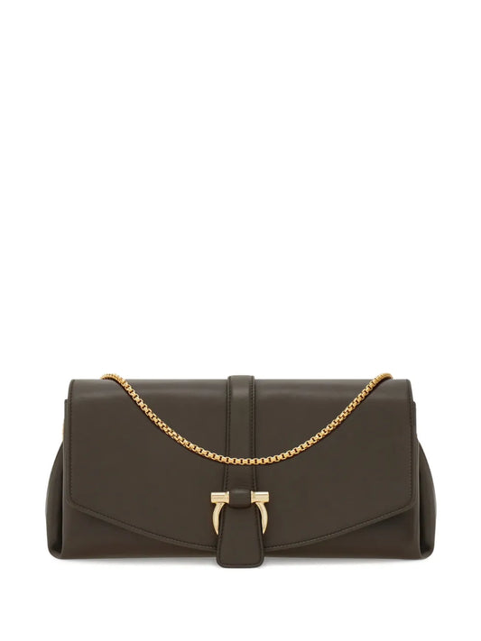 Ferragamo Leather Shoulder Bag — Same as shown — Size One Size — Front View