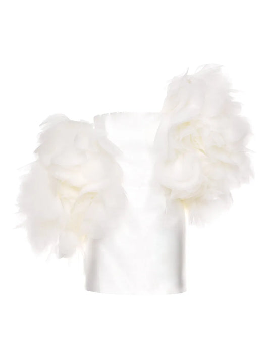 Ana Radu Floral Ruffle Minidress — White — Size XS — Front View