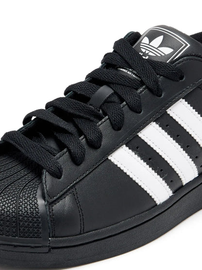 adidas Superstar 2 Core Black/Cloud White Sneakers — Black — Size US M 4 - US W 5.5 — Top View