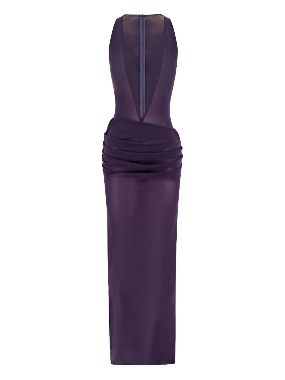 Alex Perry V Neck Draped Maxi Dress — Purple — Size XS — Front View