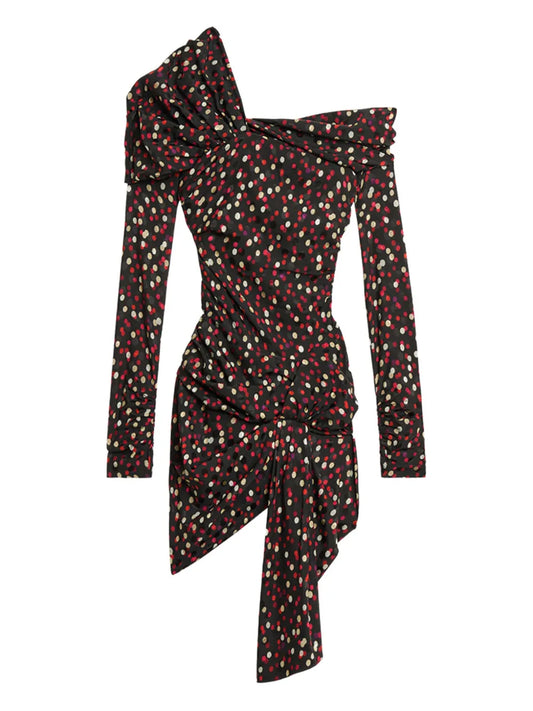 Isabel Marant Polka Dot Mini Dress — Black/ Red — Size S — Front View