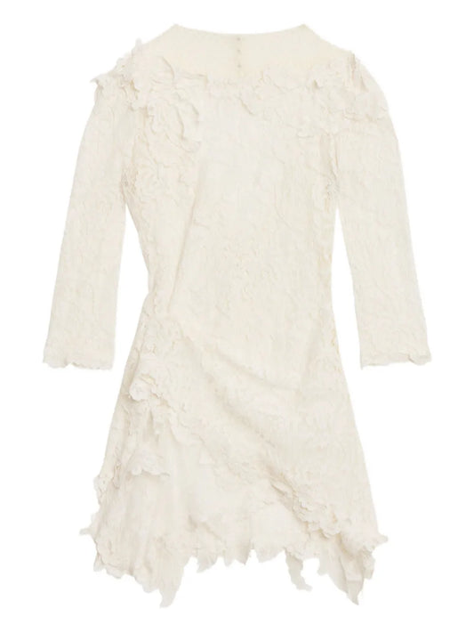 Isabel Marant Rubiana Floral Lace Ruffled Dress — White — Size XXL — Front View