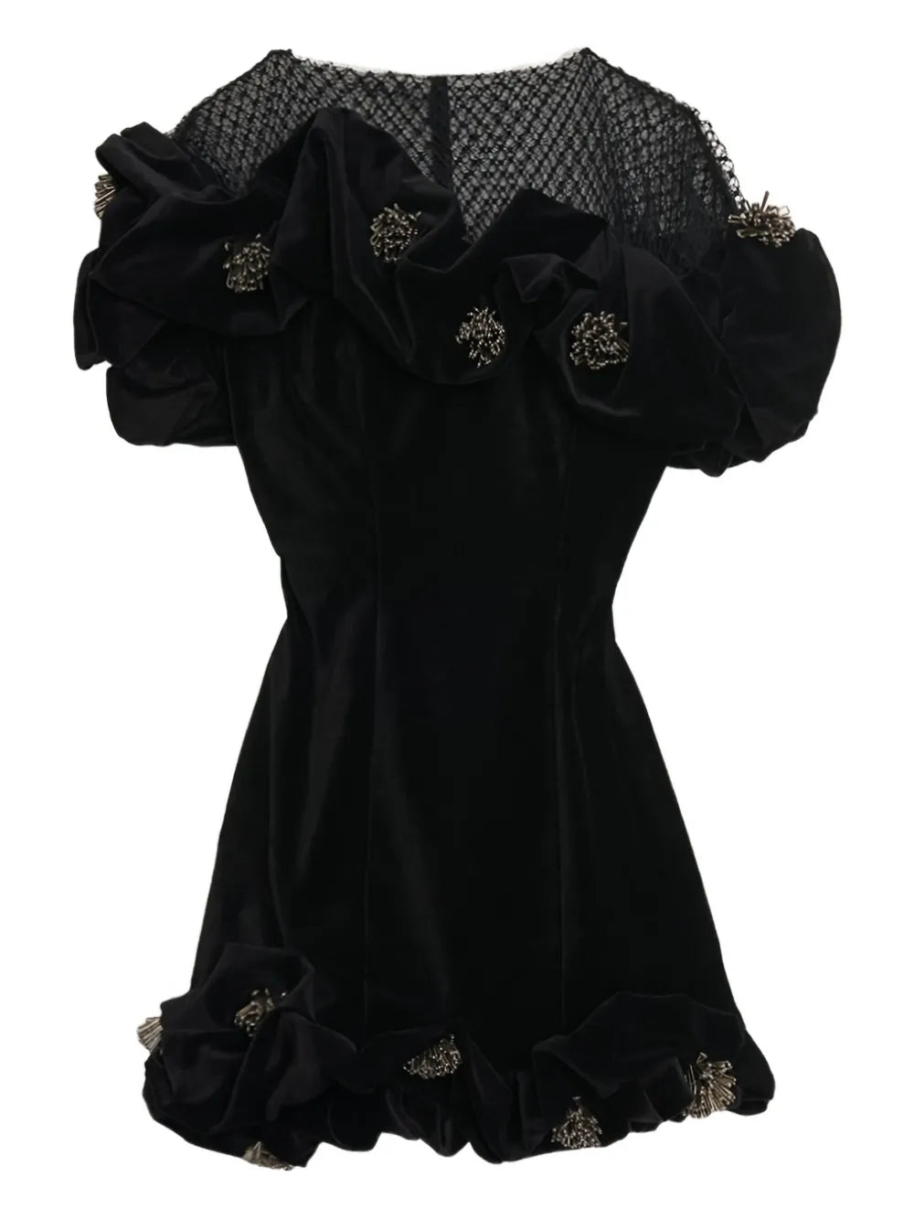 Isabel Marant Eliska Ruffled Detailing Mini Dress — Black — Size M — Front View