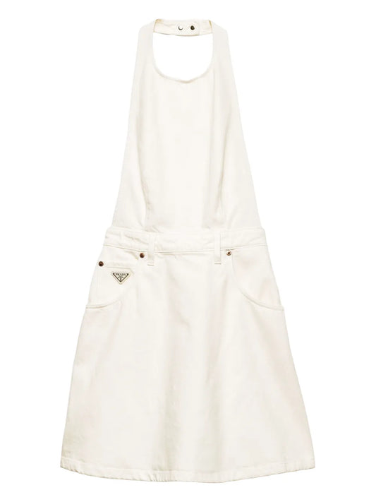 Prada Denim Mini Dress — White — Size XS — Front View