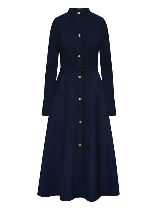 Oscar De La Renta Artichoke Dress — Blue/ Navy/ Red — Size XS — Front View