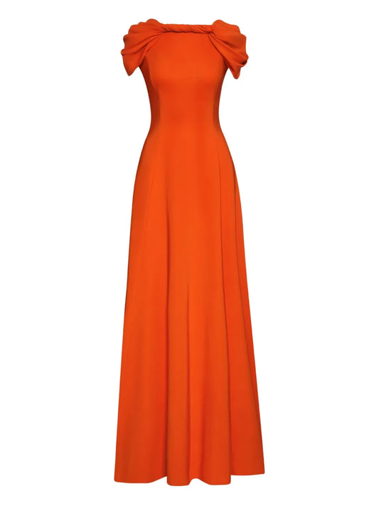 Oscar De La Renta Cady Gown Dress — Red/ Orange — Size S — Front View