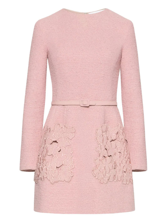 Oscar De La Renta Embroidered Detail Dress — Red/ Pink — Size XS — Front View