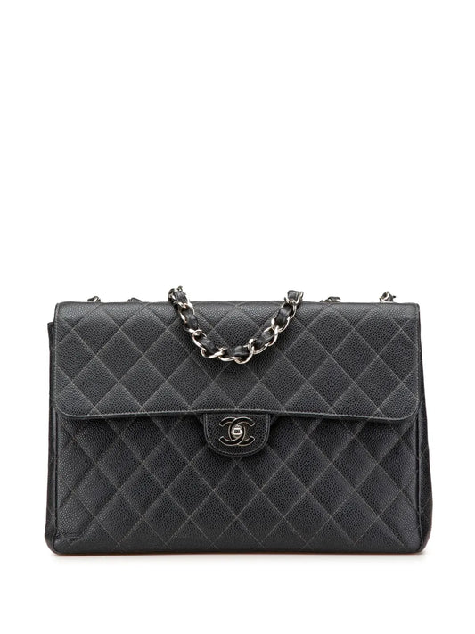 Chanel Pre Owned 2000 2002 Jumbo Quilted Caviar Single Flap Shoulder Bag — Same as shown — Size One Size — Front View
