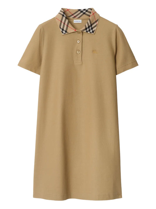 Burberry Cotton Polo Shirt Dress — Beige — Size XS — Front View