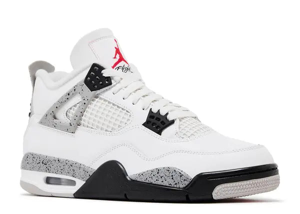 Air Jordan 4 Retro OG White Cement — Summit White/Fire Red/Tech Grey/Black — Size US M 3.5 - US W 5 — Side View