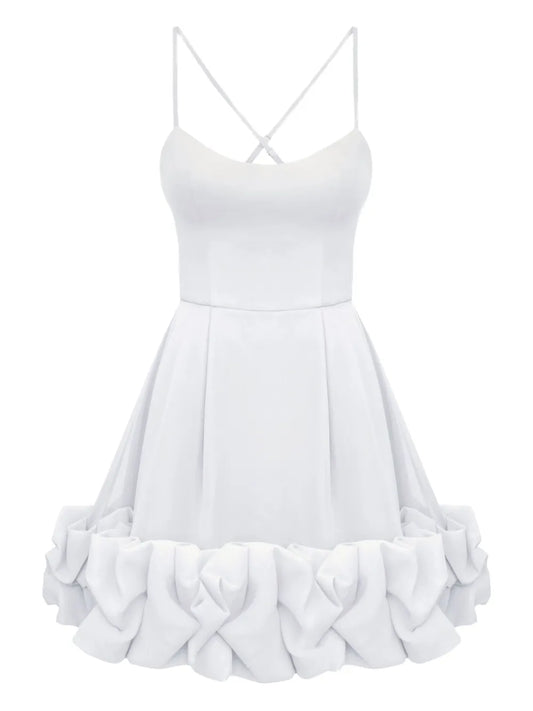 Post Meridiem Backless Bustier Mini Dress — White — Size M — Front View