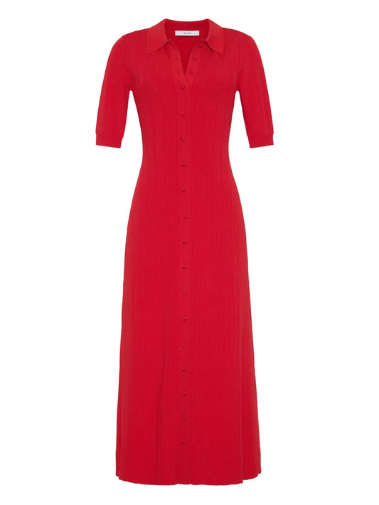 Adam Lippes Fenwick Midi Dress — Red — Size XS — Front View