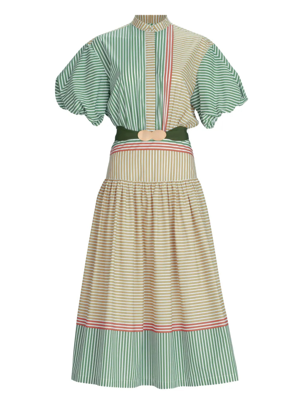 Silvia Tcherassi Jil Midi Dress — Red/ Green/ Yellow — Size XS — Front View