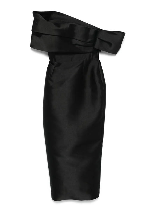 Solace London Mirla Midi Dress — Black — Size XS — Front View