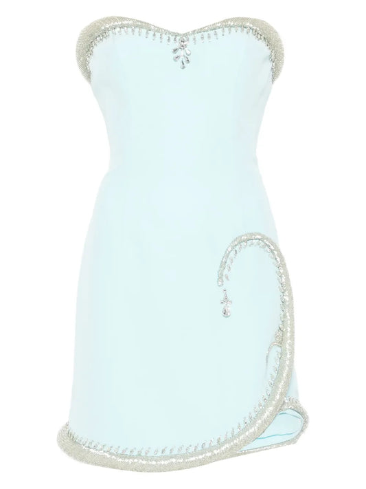 Georges Hobeika Embellished Strapless Dress — Blue — Size XS — Front View