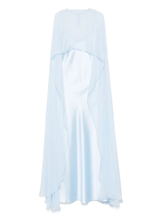 Atu Body Couture Cape Design Dress — Blue — Size XS — Front View