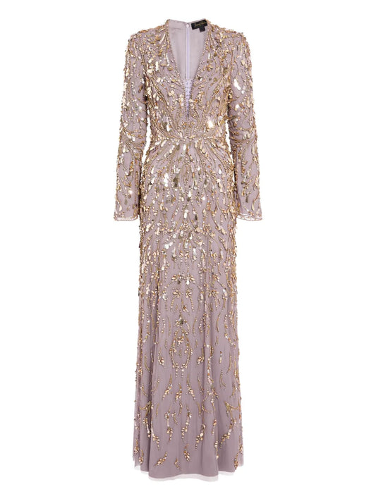 Jenny Packham Kaia Gown — Taupe/ Grey — Size XS — Front View