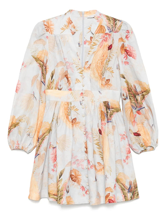 Zimmermann Ascension Mini Dress — Blue/ Red — Size XS — Front View
