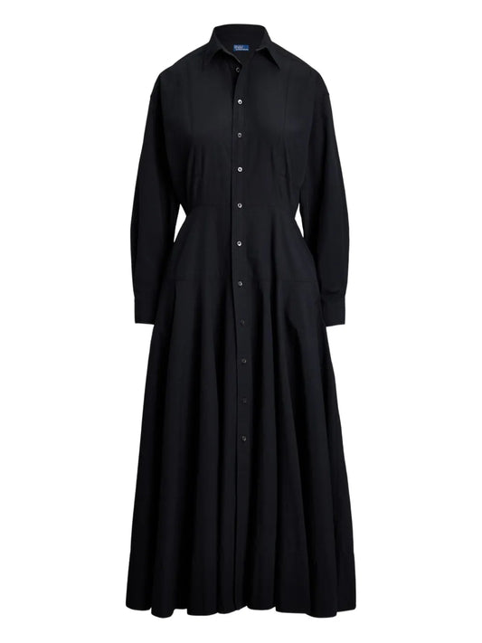 Polo Ralph Lauren Button Up Long Sleeve Dress — Black/ Red — Size XS — Front View