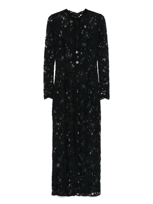 Manuri Laced Midi Dress — Black — Size S — Front View