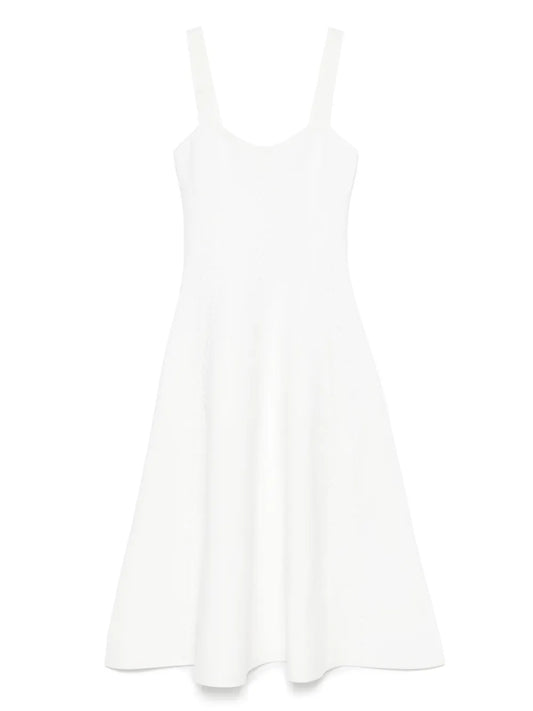 Maje Babydoll Knitted Dress — White/ Red — Size S — Front View