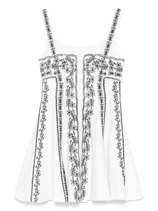 Maje Embroidered Strap Mini Dress — White/ Red — Size XXS — Front View