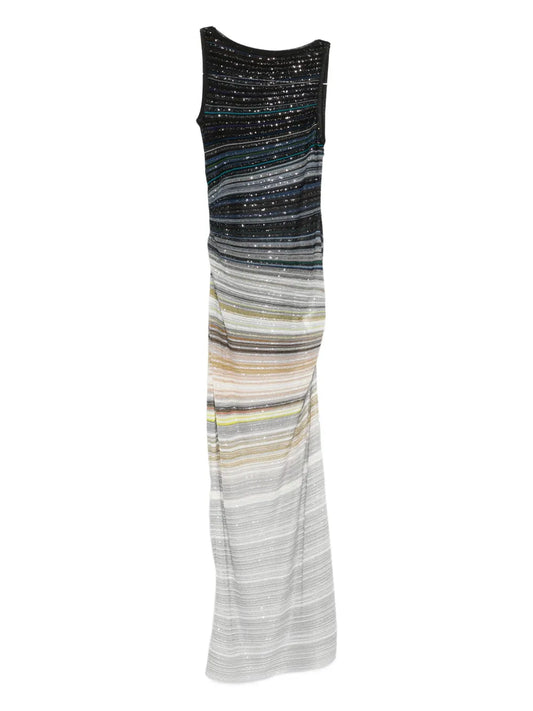 Missoni Draped Sleeveless Maxi Dress — Blue — Size XS — Front View