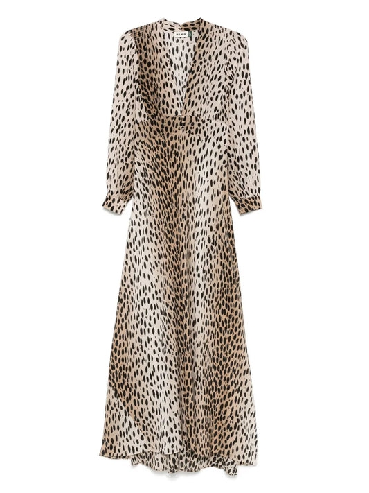Rixo V Neck Dress — Beige — Size XS — Front View