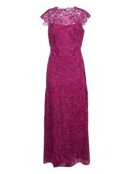Tadashi Shoji Pre Owned Floral Lace Dress — Red/ Purple — Size XS — Front View