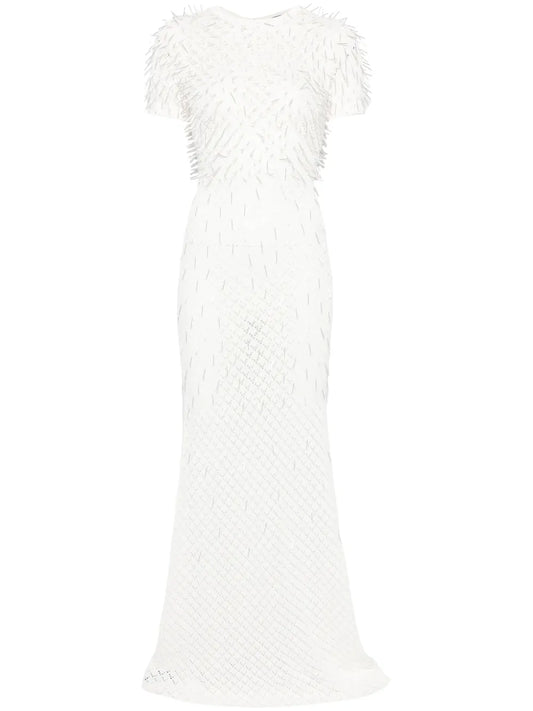 David Koma Knitted Maxi Dress — White — Size XS — Front View