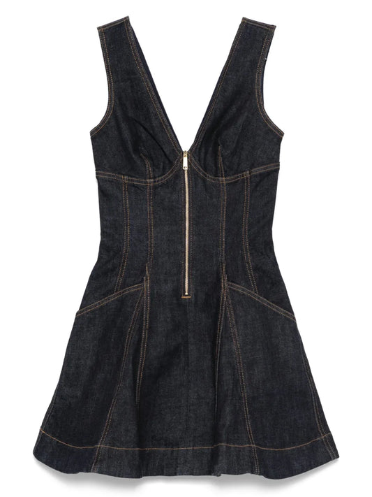 Self Portrait Denim Mini Dress — Blue/ Navy — Size XS — Front View