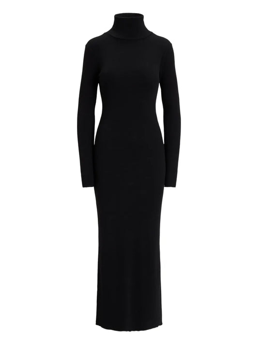 Polo Ralph Lauren Roll Neck Long Sleeved Dress — Black — Size XS — Front View