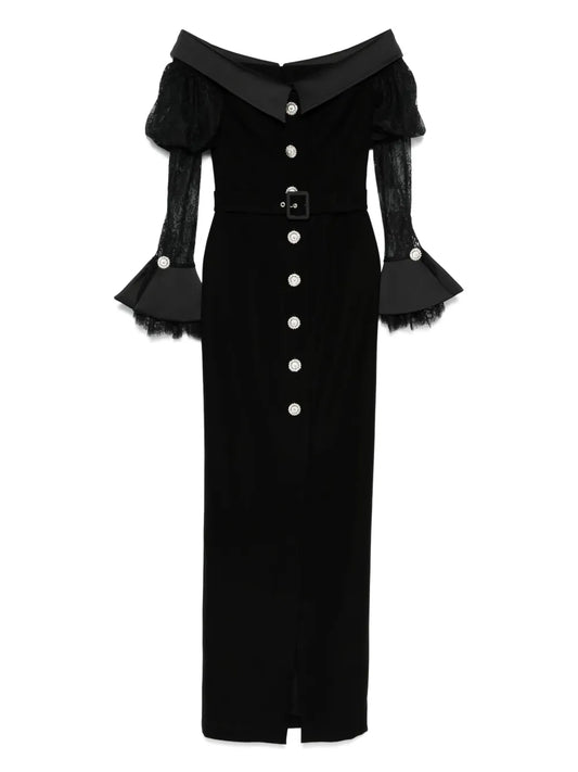 Silk Love Lace Andrea Dress — Black — Size S — Front View