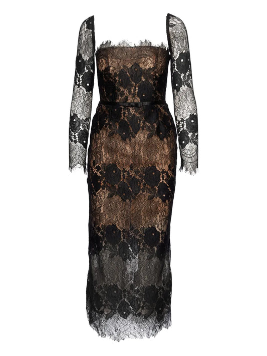 Ana Radu Lace Midi Dress — Black — Size S — Front View