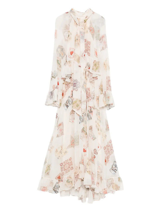 Zimmermann Hypnotic Flutter Asymmetric Dress — Cream — Size XS — Front View