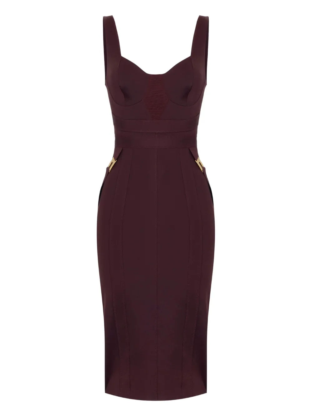Elisabetta Franchi Bustier Panelled Midi Dress — Red — Size S — Front View