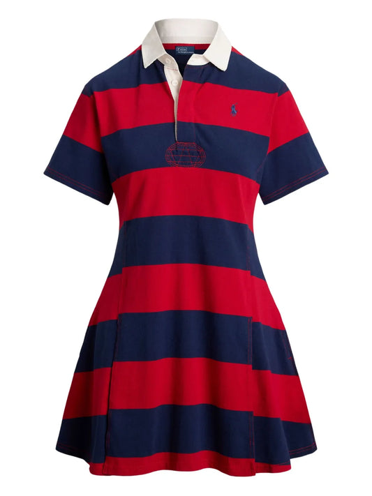 Polo Ralph Lauren Striped Pattern Mini Dress — Navy/ Red — Size XS — Front View