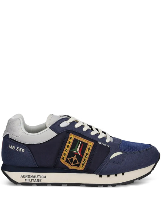 Aeronautica Militare Patch-Detail Sneakers — Navy Blue — Size US M 5.5 - US W 7 — Front View